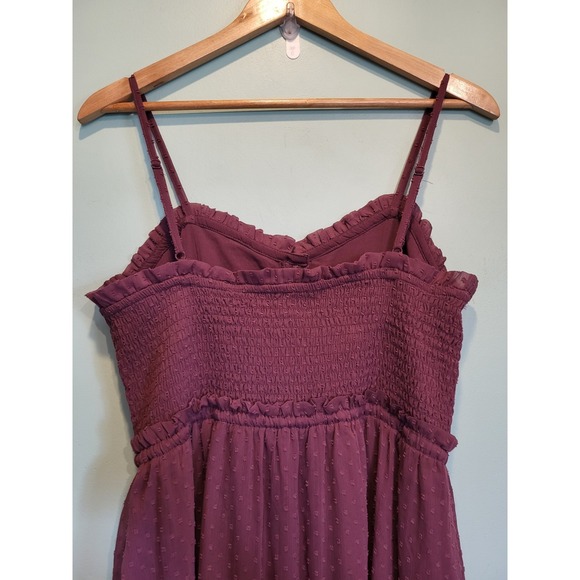 Patrons Of Peace Plum Purple Coquette Milkmaid Sleeveless Chiffon Maxi Dress L - Picture 5 of 8